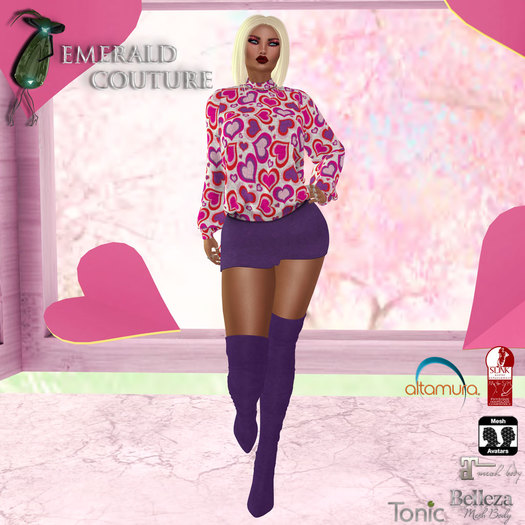 EC Heart Sweater Dress Purple  [Wear Me]