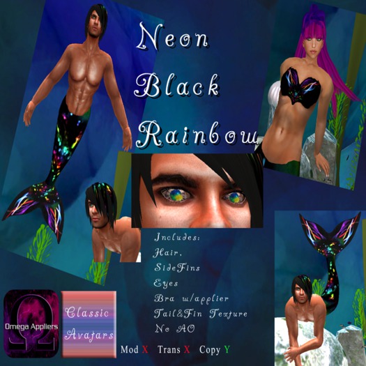 MurTails Neon Black Rainbow