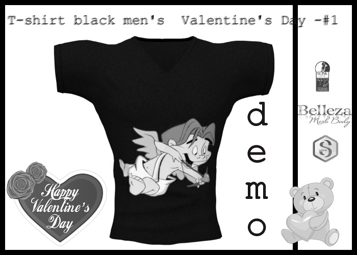DEMO / T-shirt black men's  Valentine's Day -#1