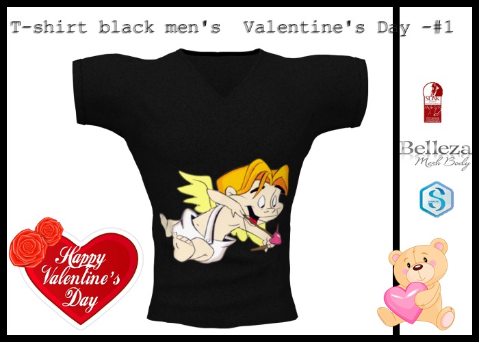 T-shirt black men's  Valentine's Day -#1-  Belleza + Signature +Slink