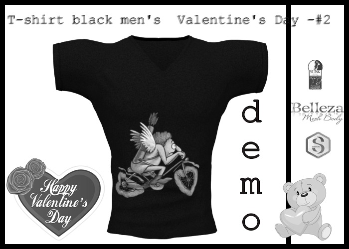 DEMO / T-shirt black men's Valentine's Day-#2