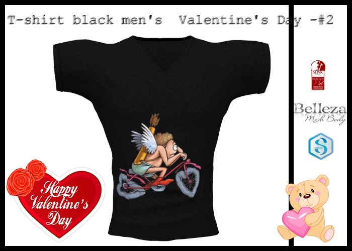 T-shirt black men's Valentine's Day-#2  -  Belleza + Signature +Slink