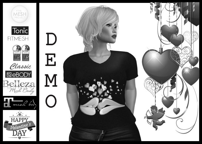 DEMO -Black women's t-shirt for Valentine's Day-#2