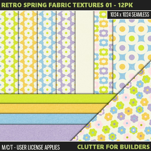 Clutter - Retro Spring Fabric Textures 01 - 12PK