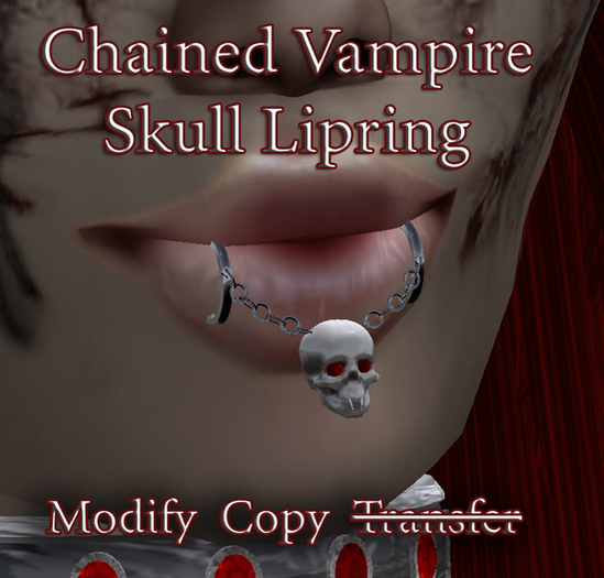 Chained Vampire Skull Lipring