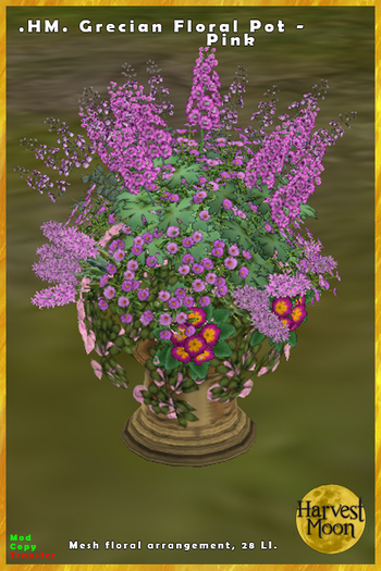 .HM. Grecian Floral Pot -  Pink [Add and Click]