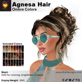 A&A Agnesa Hair Ombre Colors, lush curly mesh updo