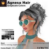 A&A Agnesa Hair Greyscale Colors, lush curly mesh updo