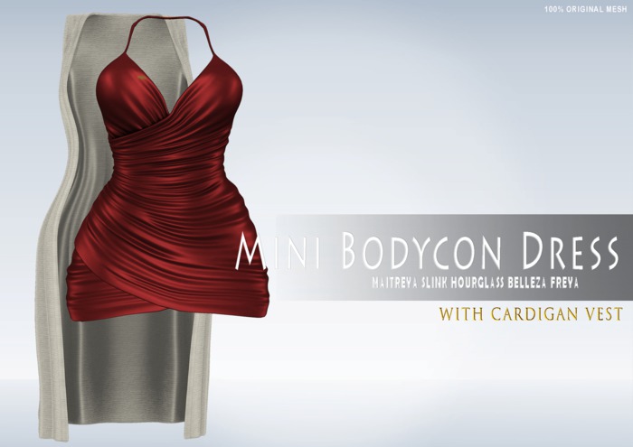 iS Mini Bodycon Dress & Cardigan Vest RED