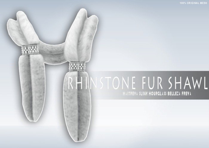 iS Rhinstone Fur Shawl WHITE