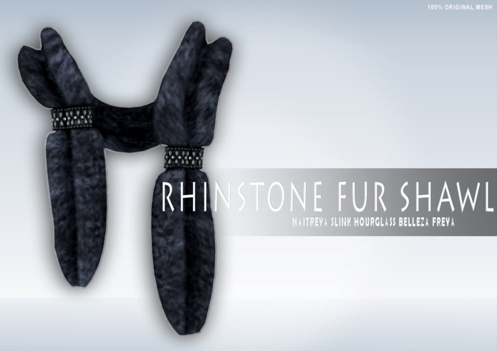 iS Rhinstone Fur Shawl MIDNIGHT