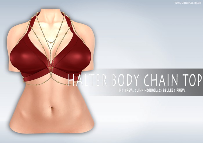 iS Halter Sexy Top with Soft Body Chain RED
