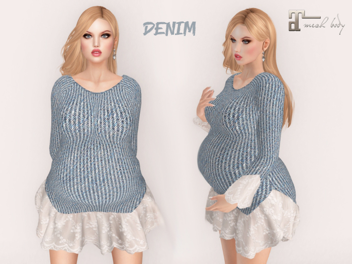 Lovers : Maternity : Lace : Light Denim Dress with lovely lace