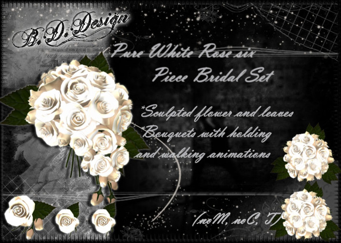 .::B.D.Design::. Pure White Rose Bridal Set 6