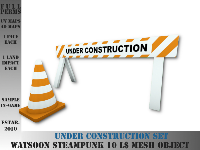 Under construction set - 1 LI each - 2 FULL PERMS Meshes