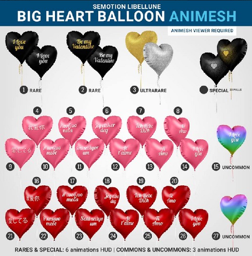 SEmotion Libellune Big Heart Animesh #2 RARE