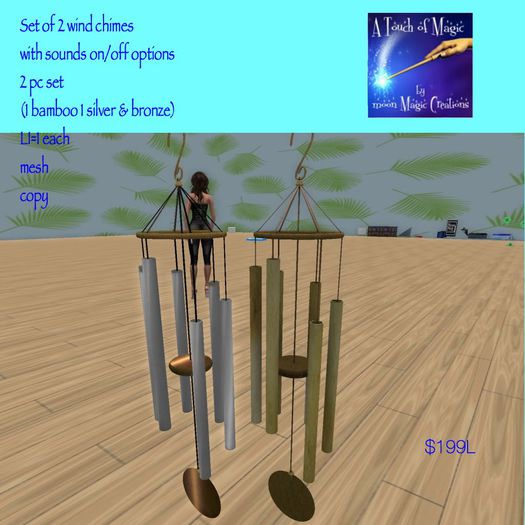 Set of 2 windchimes with on/off sounds-Bag