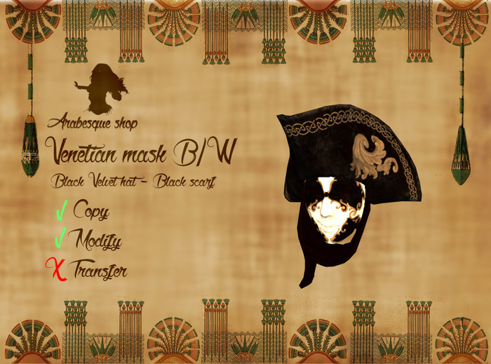 *~^~AS~^~*  Mask B/W (Black velvet & black)