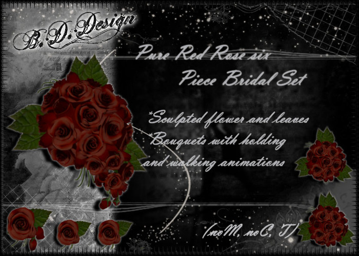 .::B.D.Design::. Pure Red Rose Bridal Set 6