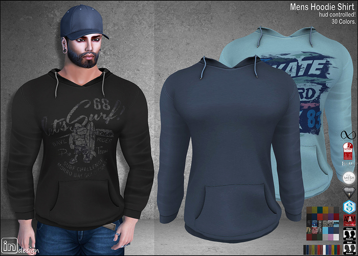 :IN DESIGN:Men's Hoodie 30 Colors.: HUD Controlled: