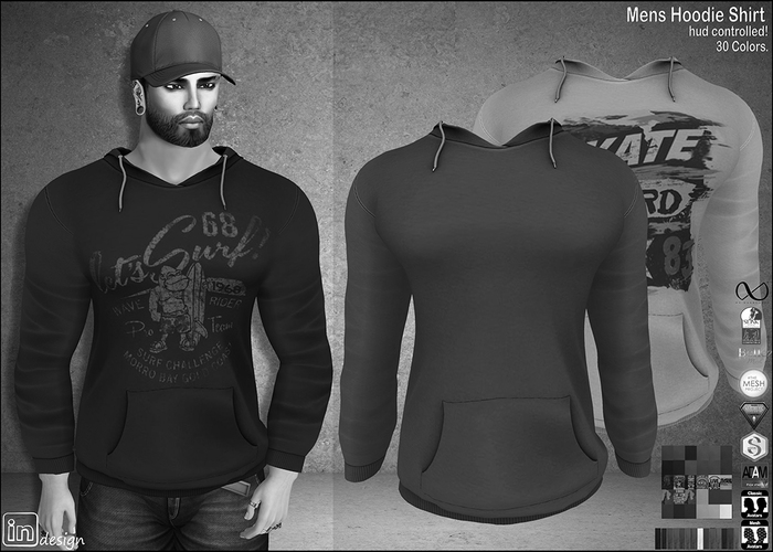 :IN DESIGN:Men's Hoodie 30 Colors.: HUD Controlled:DEMO: