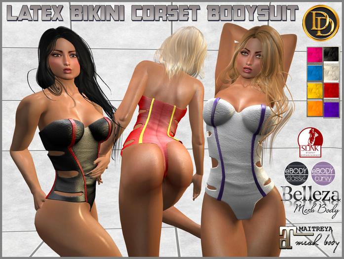 ☾ⅅⅅ☽ ☣ Latex Bikini Corset BodySuit ☣