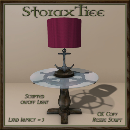 Ship Wheel Table w Lamp B13