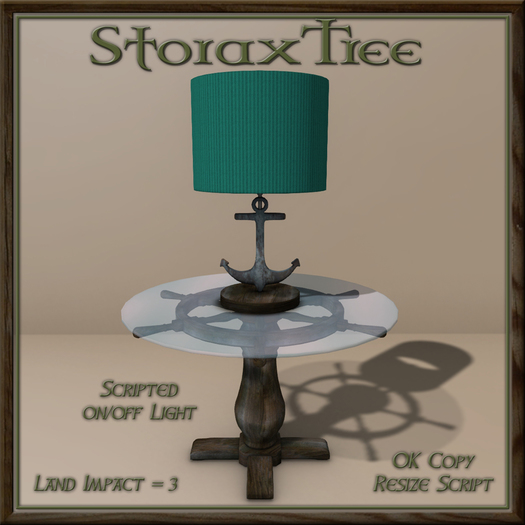 Ship Wheel Table w Lamp B9