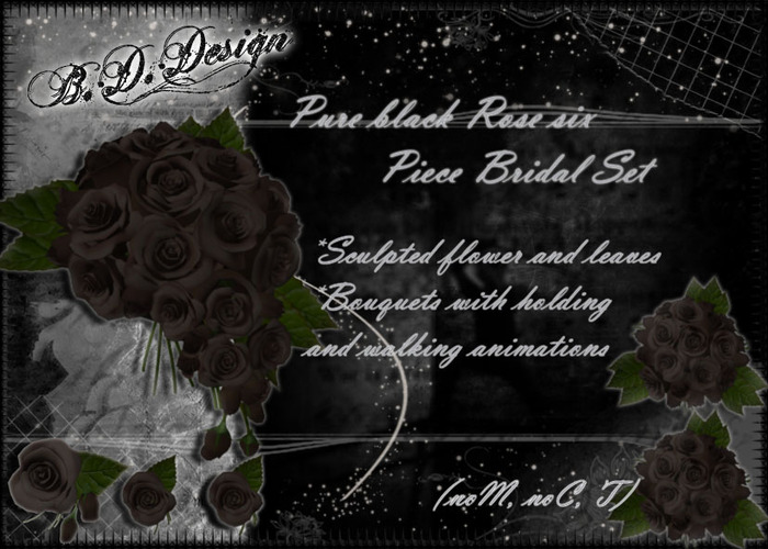 .::B.D.Design::. Pure Black Rose Bridal Set 6