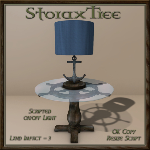 Ship Wheel Table w Lamp B8