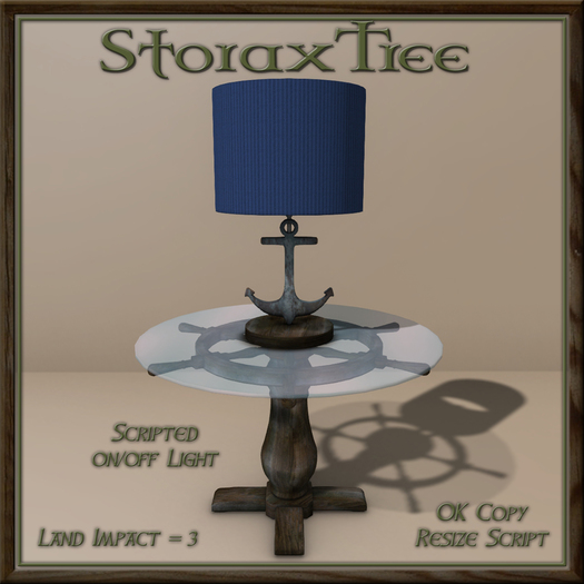 Ship Wheel Table w Lamp B6