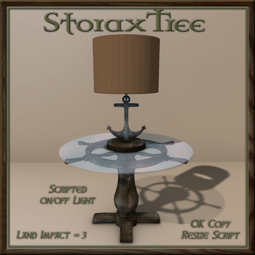 Ship Wheel Table w Lamp B4