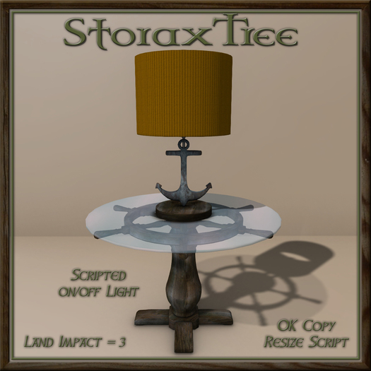 Ship Wheel Table w Lamp B3