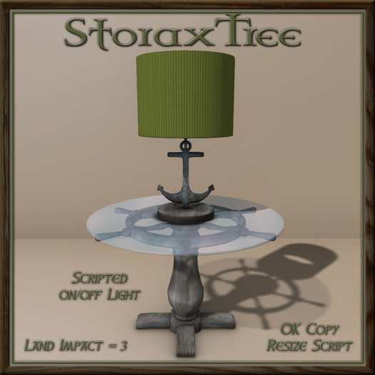 Ship Wheel Table w Lamp A7