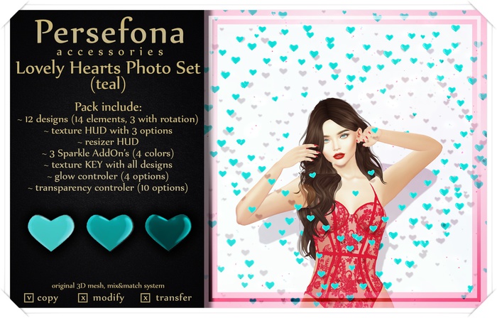 Persefona Lovely Hearts (teal)