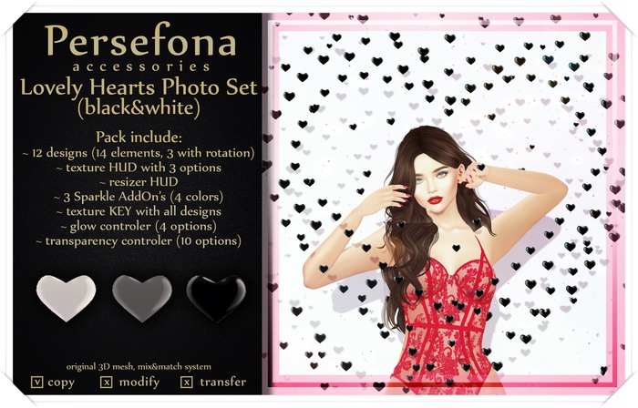 Persefona Lovely Hearts (black&white)