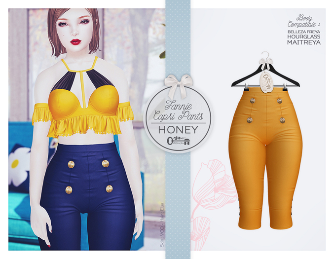 The Secret Store - Fannie Capri Pants - Maitreya Lara, Belleza Freya, Slink Hourglass - Honey