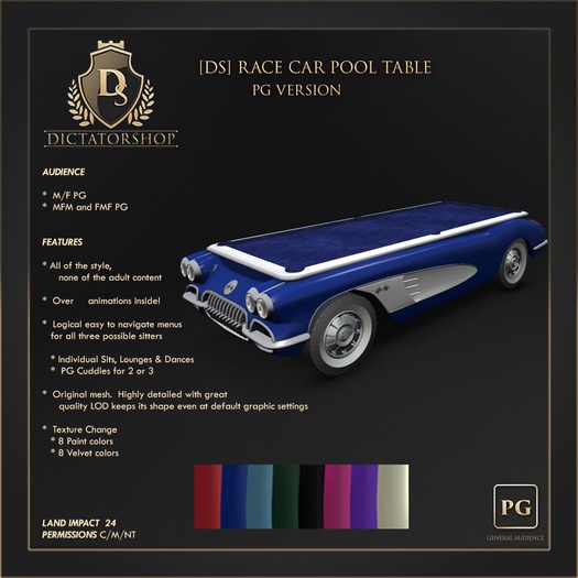 [Ds] Race Car Pool Table PG