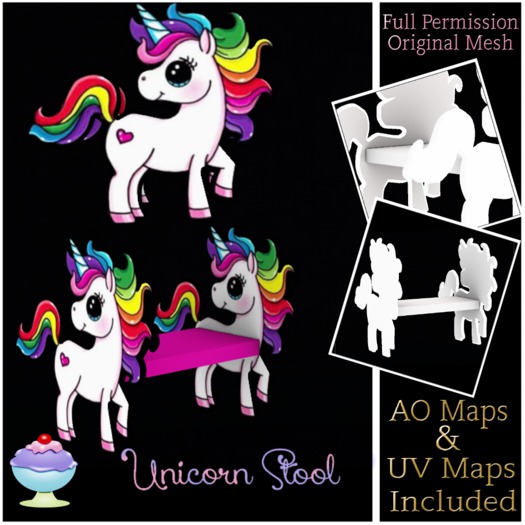 [Sherbert] Full perm Unicorn Stool  (ADD TO UNPACK)
