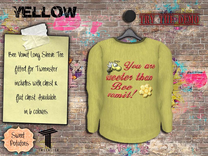 < SP > Bee Vomit Long Sleeved Tee for Tweenster - Yellow