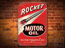 ROCKET MOTOR OIL Garage Poster | Rusty Metal Style Wall Sign 