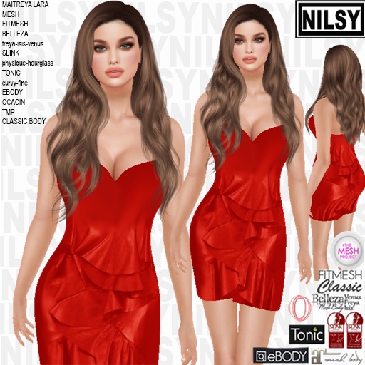 NILSY RED RUFFLED DRESS,ALL BODIES