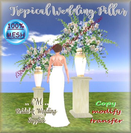 {SE} Tropical Flower Column Blue