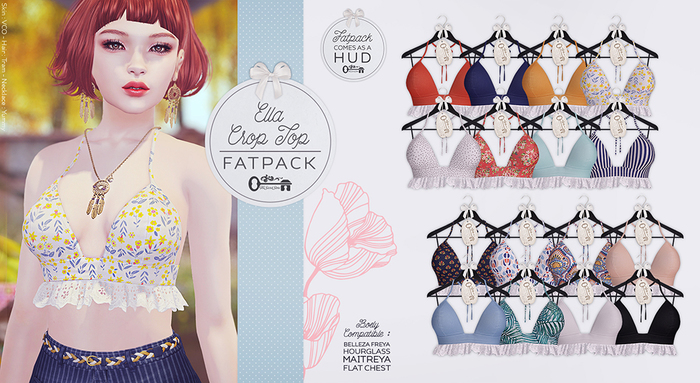 The Secret Store - Ella Crop Top - Maitreya Lara, V-Tech Flatchest, Belleza Freya, Slink Hourglass -Fatpack 