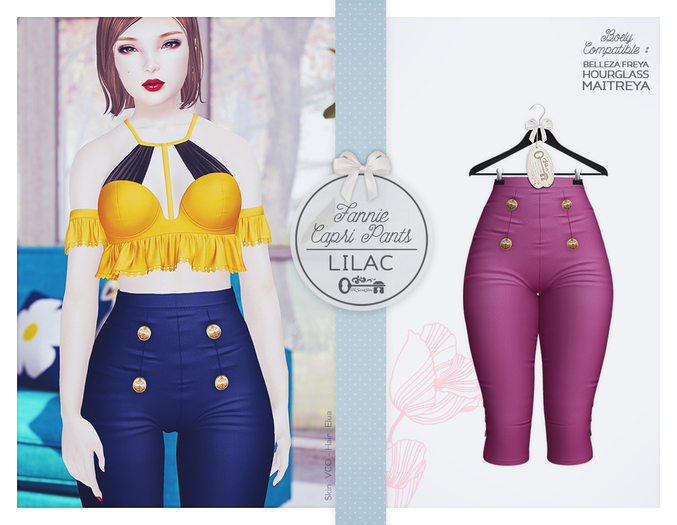 The Secret Store - Fannie Capri Pants - Maitreya Lara, Belleza Freya, Slink Hourglass - Lilac