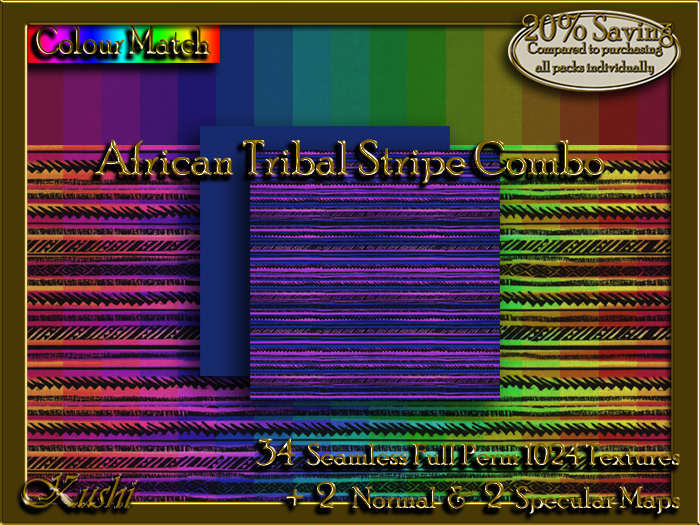 !Kushi! AfricanTribalStripeCOMBO Textures -WearToUnpack