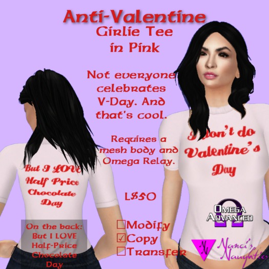 NN Anti-Valentine Girlie Tee - Pink (Omega)
