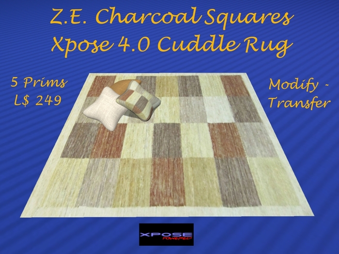 Z.E. Charcoal Squares Cuddle Rug Xpose 4.0