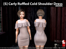 [S] Carly Ruffled Cold Shoulder Dress Brown
