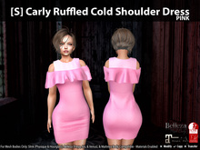 [S] Carly Ruffled Cold Shoulder Dress Pink